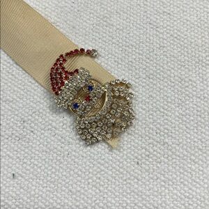 Festive 1950’s Santa Claus Brooch with Red and Gold Accents/ Completely intact!